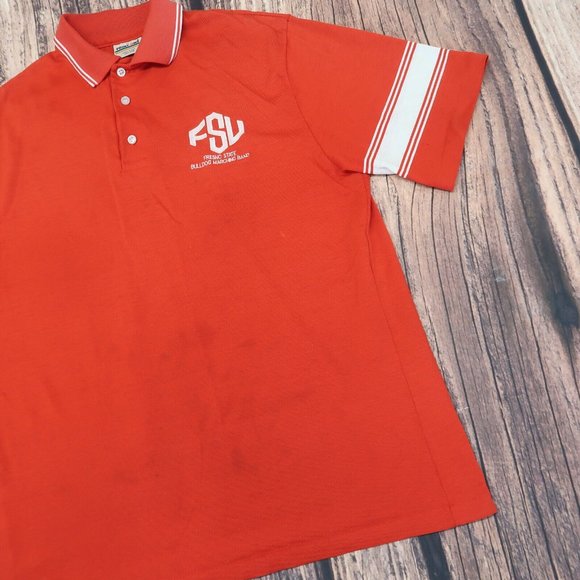 Vintage Fresno State University Bulldogs Polo Shirt Print Ons FSU Mens Red XL - Picture 3 of 10